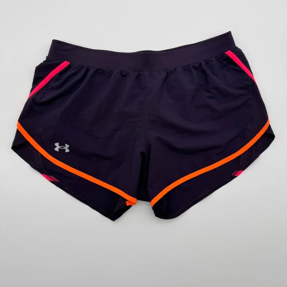 Under Armour HeatGear Running Shorts‎ Purple And Neon Womens Medium
